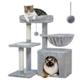 thumbnail image 2 of Cat tree Cat Tower for Indoor Cats 2 Styles Cat Activity Tree with Cat Scratching Posts Big Hammock and Removable Top Perch Grey ShopWise Round, 2 of 8