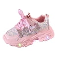 thumbnail image 2 of Dakaela 6M-6Y Girls Light Up Sneakers Sparkly Rhinestone Bow Thick Cushioned Sole Running Shoes for Toddler Little Kids, 2 of 6