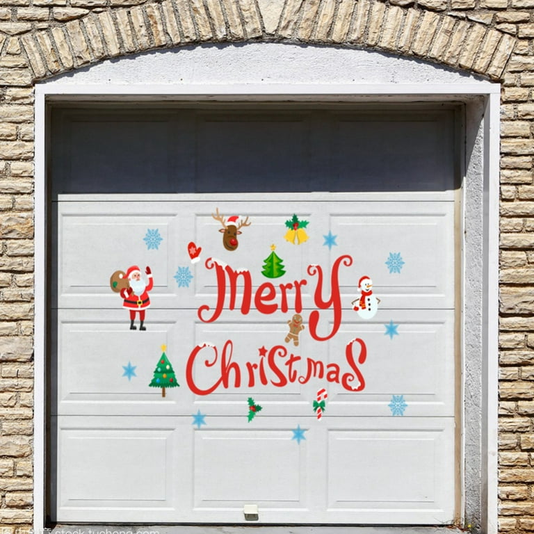 Christmas Garage Door Decoration Stickers Outdoor Xmas PVC Door Decals  Non-Magnetic Christmas Decor Garage Door Decor for Fridge Window Wall Door  Party Decoration 
