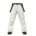 thumbnail image 2 of Domzest Men Ski Pants Insulated Waterproof Winter Snowpants Warm Snowboard Pants Fleece big and tall Thermal Bib Overalls with Pocket White 2XL, 2 of 8