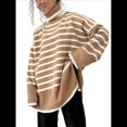thumbnail image 2 of Suéter de Cuello Alto A Rayas para Mujer, Suéter Holgado Que Combina con Caqui M, 2 of 9