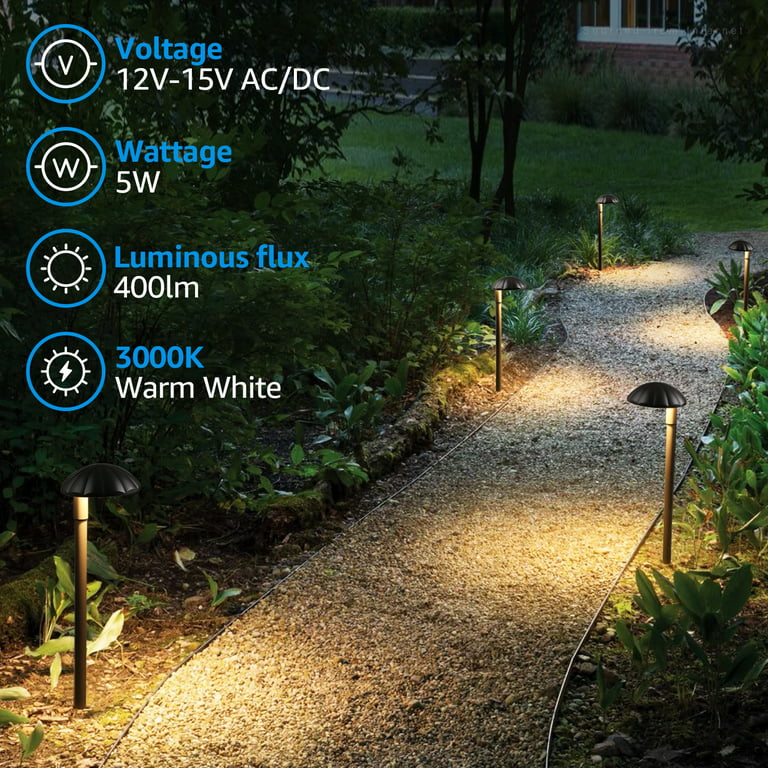 MOON-DE-AGE Low Voltage Landscape Pathway Lights, 12V LED Bollard Light  IP67 Waterproof, Outdoor Driveway Walkway Wired Lights (Included Connector)  