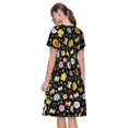 thumbnail image 2 of Bixox Robe d'Été à Manches Courtes pour Femmes Robe Ample Longueur Genou avec Poches-Fleur Papillon, 2 of 7
