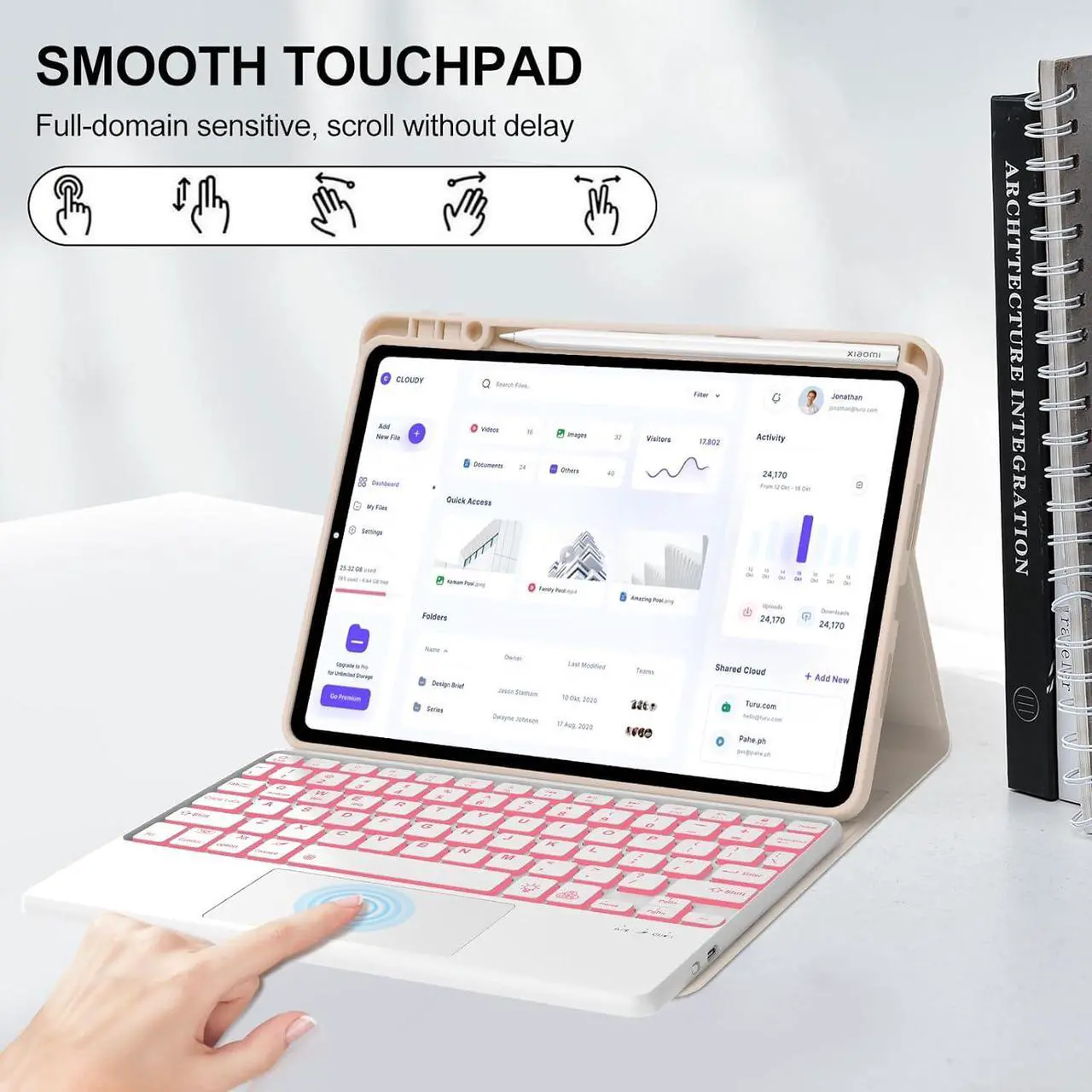 Keyboard Case for Xiaomi Pad 7/ Pad 7 Pro 11.2 Inch, 7 Color Backlit, Magnetic Detachable Wireless Bluetooth Keyboard, Multi-Touch Trackpad, Stain Resistant Cover, Rechargeable