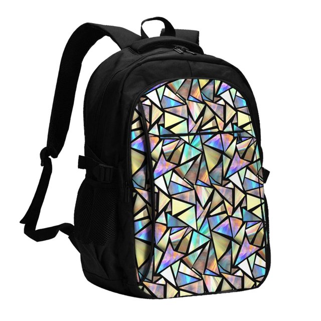 Fotbe Colored Glass Mochila con Estampado y Puerto USB para Hombre y Mujer, Mochila Antirrobo, Mochila de Viaje, Mochila Escolar, Mochila Universitaria