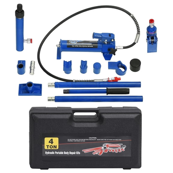 4 Ton Porta Power Kit, Portable Hydraulic Jack with Oil Hose, Auto Body Frame Repair Kit with Storage Case for Car Repair, Truck, Farm