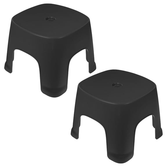 ibasenice Set of 2 Lightweight Black Plastic Foot Stools for Bathroom and Home with Stable Non- Design