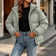 thumbnail image 2 of Cmtiyu Plus Size Winter Coats for Women Oversized Long Sleeve Hooded Green Puffer Jacket Casual Warm Drawstring Zipper Winter Coats with Pockets M-4XL, 2 of 7