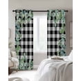 thumbnail image 4 of Sage Green Eucalyptus Blackout Curtains for Bedroom Living Room Darkening Curtains 90 Inch Spring Leaves Black White Plaid Black Out Window Curtain Privacy Window Treatment Grommet Drapes 52"x90"x2, 4 of 9