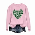 thumbnail image 4 of Guzom Pink Lucky Shamrock Heart Sweatshirt - Womens St. Patrick's Day Festive Crew Neck Long Sleeve Relaxed Fit Casual Top,Size L, 4 of 7