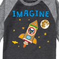 thumbnail image 3 of Pete The Cat - Imagine Space Rocket - Toddler And Youth Raglan Graphic T-Shirt, 3 of 5