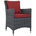 thumbnail image 3 of Modern Contemporary Urban Design Outdoor Patio Balcony Garden Furniture Side Dining Chair and Table Set, Sunbrella Rattan Wicker, Red, 3 of 7