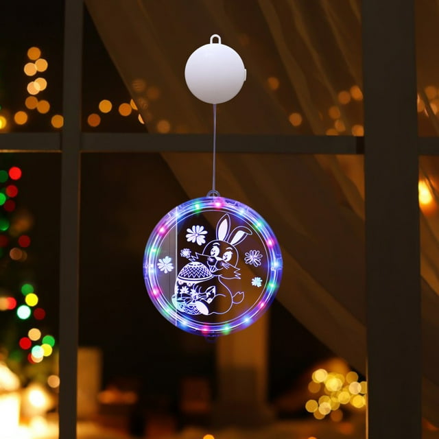 Easter Decorations Easter Window Decoration Lights Battery Operated (Not Include) Easter Indoor Lights Window Hanging Decoration Lights Party Easter Gift