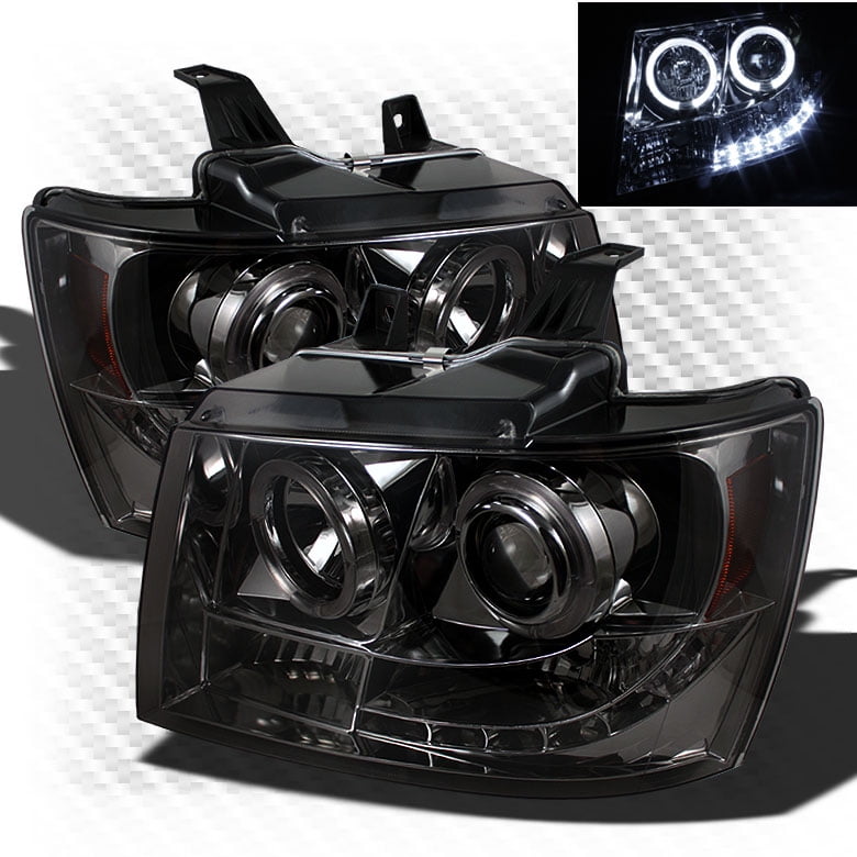 For Smoked 97-03 Ford F150 Twin Halo LED Pro Headlights Sm Head Lights Lamp