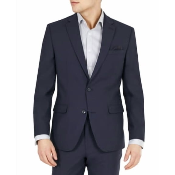 Bar Iii Mens Slim fit Suit Jacket Blazer 42 R Navy Blue Solid Wool