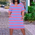 thumbnail image 1 of Amzcrzy Robes pour Femmes Robes Grande Taille pour Femmes aux Courbes Robes pour Femmes Robe Ample Imprimée Décontractée à Manches Courtes à Col en V Longueur Genou Robe Midi pour Femmes, 1 of 5