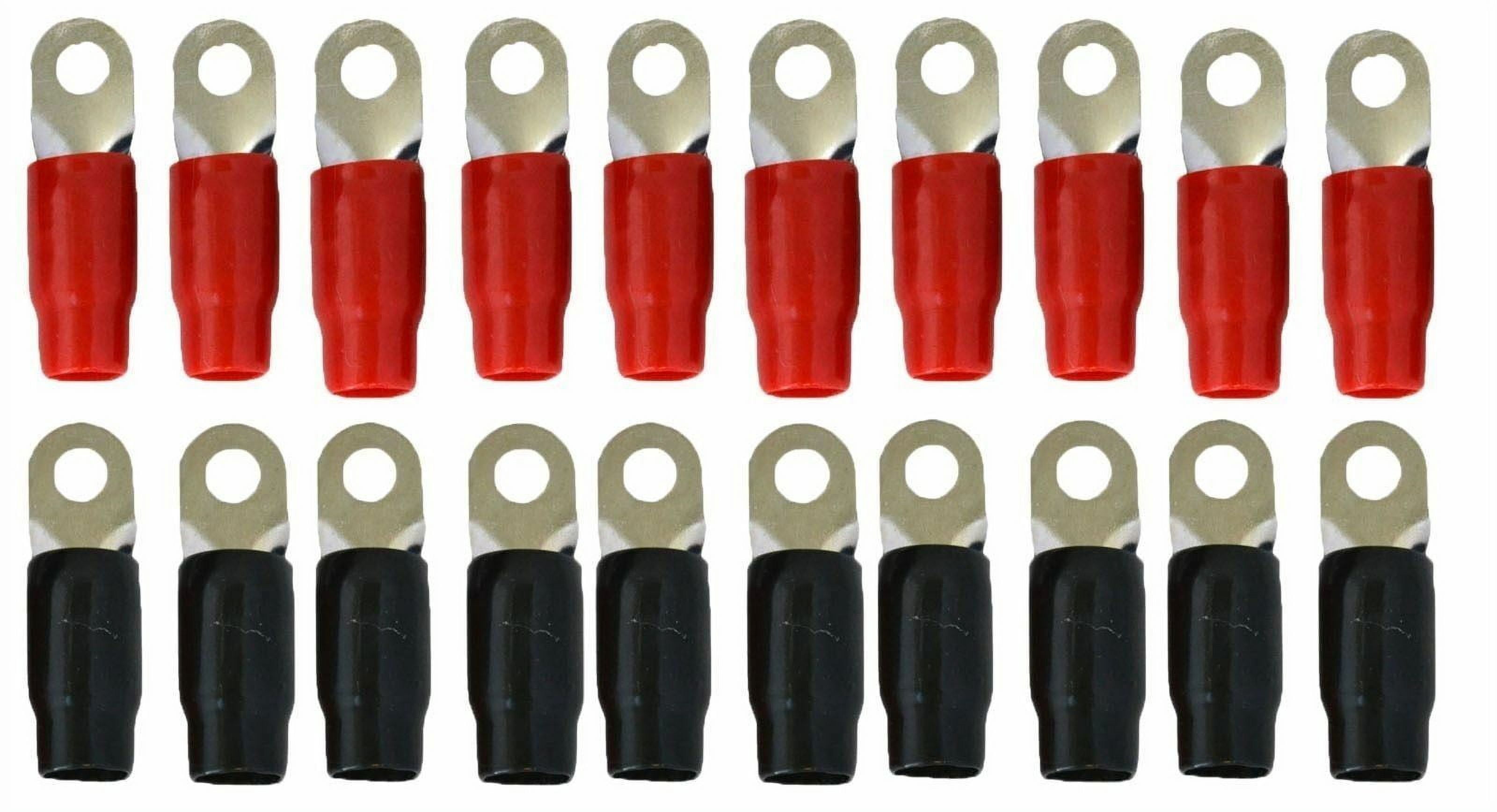 0 Gauge Ring Terminal 20 Pack 1/0 AWG Wire Crimp Cable- Red/Black 5/16 AT