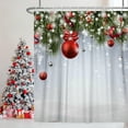 thumbnail image 2 of Christmas Shower Curtain for Bathroom 84x72inches Red Pearls X-mas New Year Decor Shower Curtain Set with Hooks Green Christmas Trees Leaves Waterproof Fabric Shower Curtain, 2 of 6