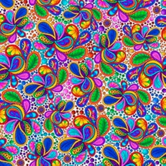 Carnivale - Packed Paisleys White - Qt Fabrics - 26372-Z