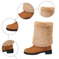 thumbnail image 6 of Rokment Fuzzy Mid Calf Winter Snow Boots for Women Cold Weather Fashion Suede Chunky Low Heel Furry Wide Mid Calf Dress Tall Boots Brown Size 6, 6 of 8