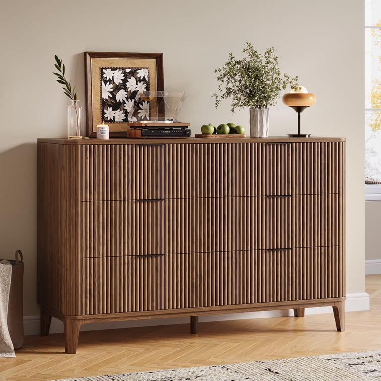 TOKSOM 45.2" Walnut 6-Drawer Cabinet, Low-Profile Dresser for Bedroom &  Kitchen | Space-Efficient Storage with Smooth Drawers, Modern Organizer (25  lbs/Drawer) - Walmart.com