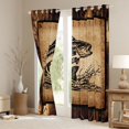 thumbnail image 3 of Manfei Farmhouse Bass Fish Curtains and Drapes Pack of 2 (52x63 Each), Fishing Hook Black Out Curtains, Tan Black, 3 of 6