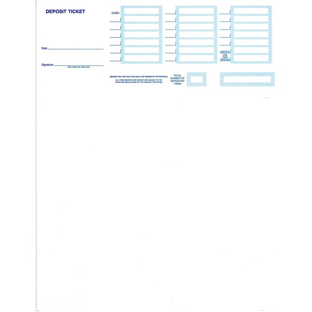 Laser Deposit Slips 1 or 2 Parts (500, 1 Part - White Only)