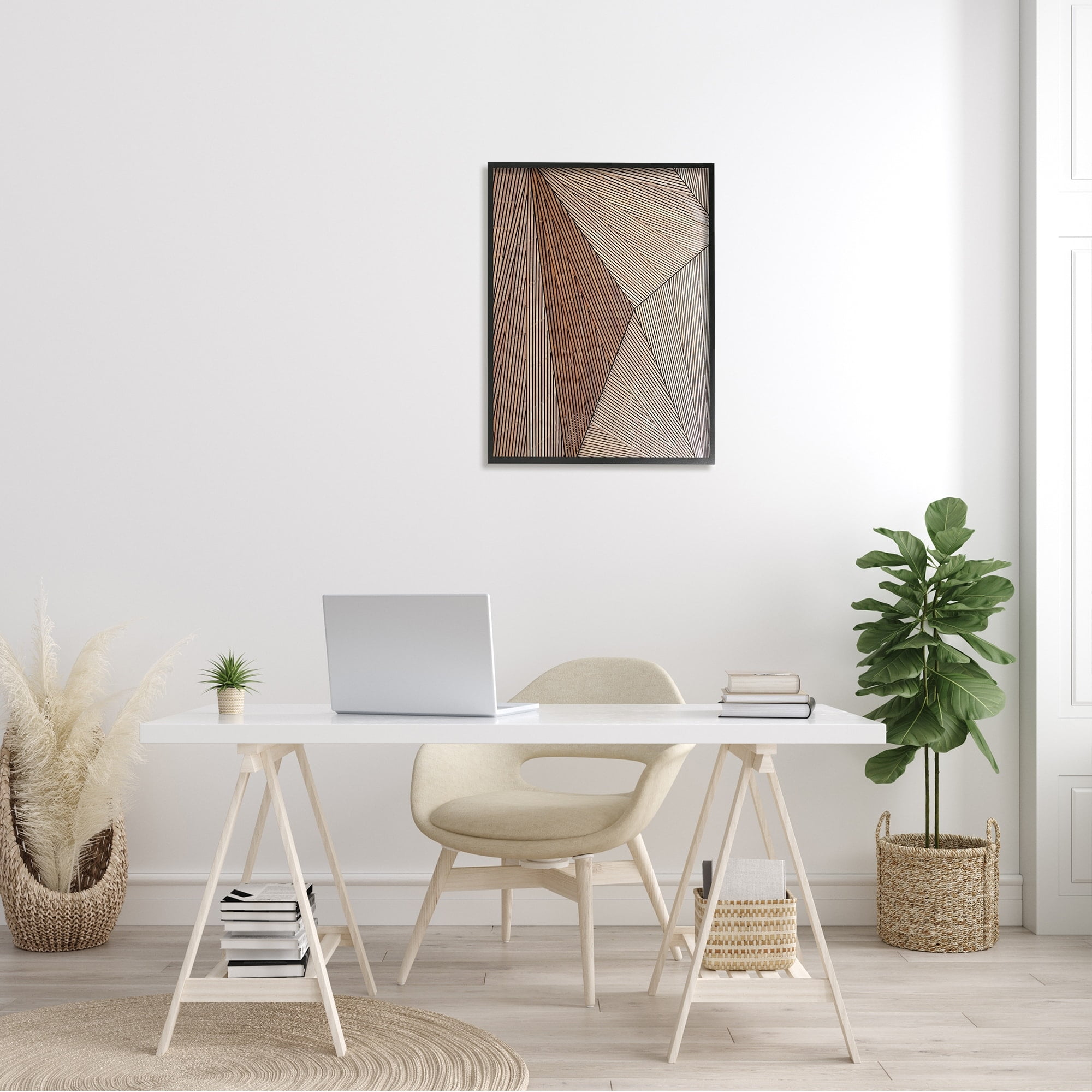 Stupell Industries Industrial Line Abstract Composition Geometric Shapes Brown Black Graphic Art Black Framed Art Print Wall Art, 24x30, by Malerifabrikken