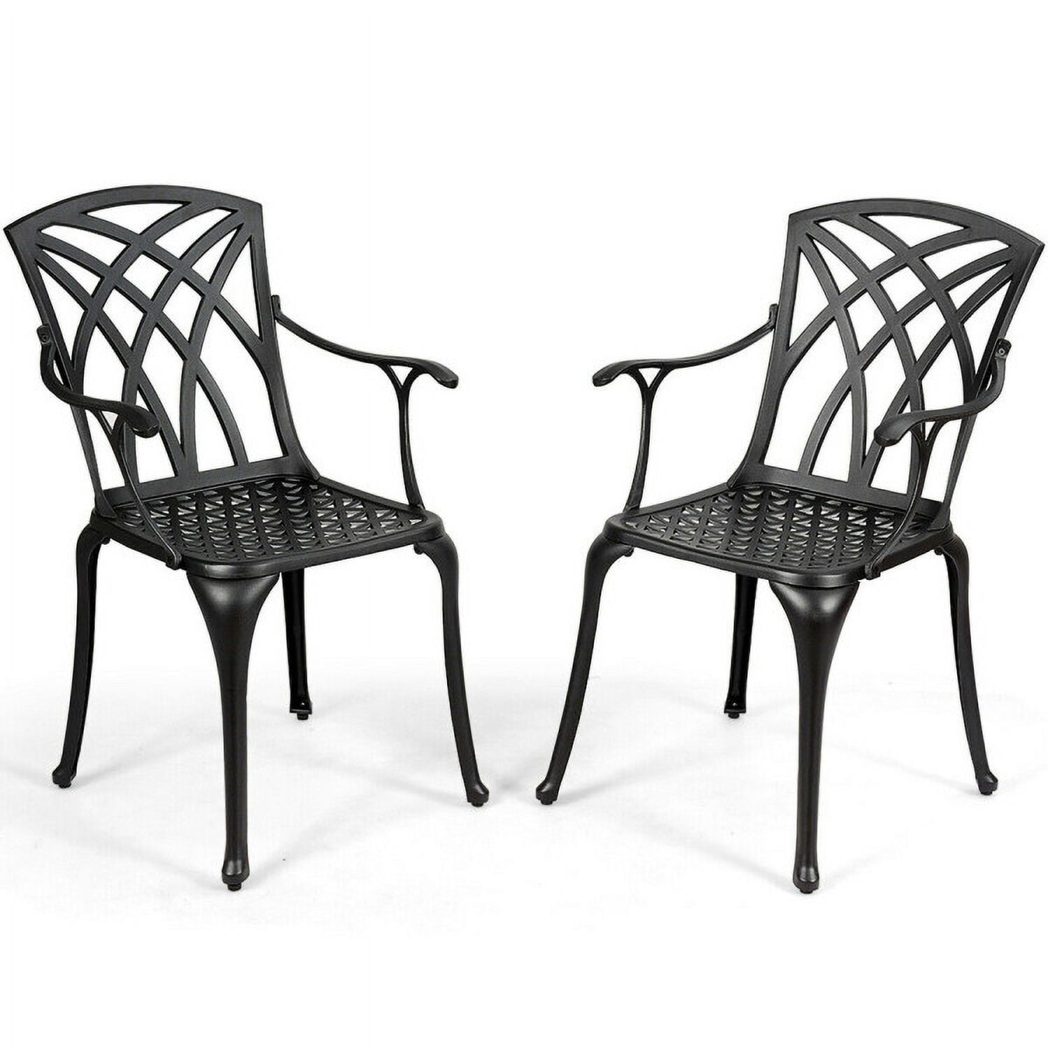 Aimee Lii 2 Pieces Durable Aluminum Dining Chairs Set with Armrests, Outdoor Patio Set