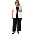 thumbnail image 3 of DARING DIVA Women's Plus Short Puff Sleeve Notched Lapel Blazer Jackets White 1X, 3 of 6