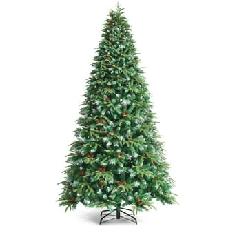7ft Pre-Lit Easy Outdoor Snowy Christmas Hinged Tree with 11 Flash