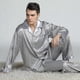 thumbnail image 4 of 2025 New Men's Long Sleeve Silk Satin Classic Printed Pajama Set Luxury Silky Pajamas Sleepwear Set-2025, 4 of 5