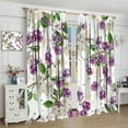 thumbnail image 4 of Purple Floral Curtains Spring Watercolor Flowers BlackBerry and Anemone Pattern Print Living Room Curtains for Women Girls Room Window Blackout Curtains 42x63 Inches 2 Panels, 4 of 6