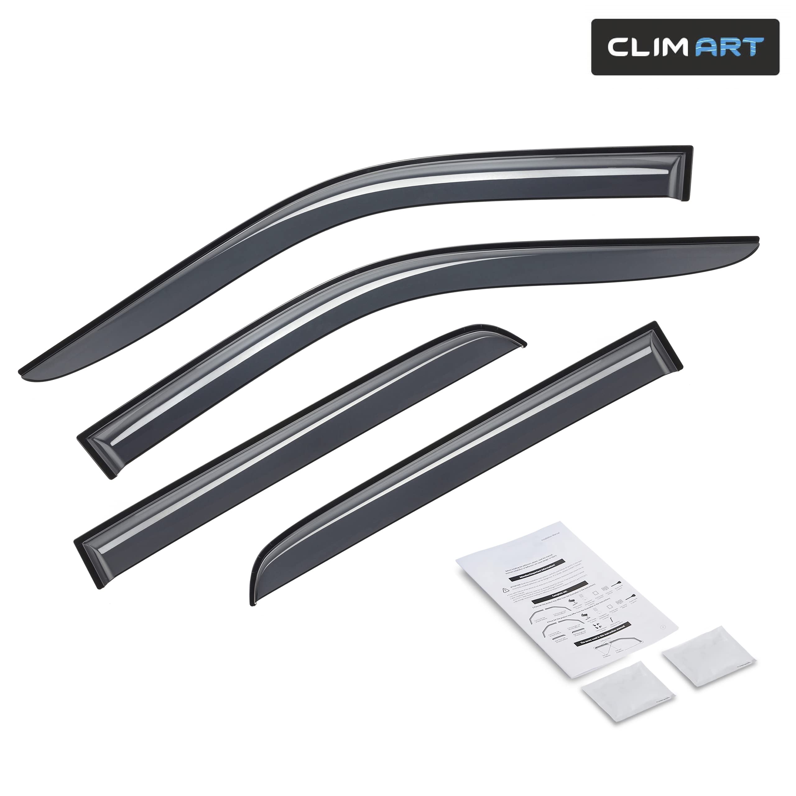 CLIM ART Incredibly Durable Rain Guards for Dodge RAM 2500 3500 2019-2026 Crew Cab, Original Tape-on Window Deflectors, Vent Deflector, Vent Window Visors,Dark Smoke,Truck Accessories, 4pcs-409006LPv