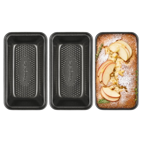 HONGBAKE 3 Pack Nonstick Mini Loaf Pans, 6 x 3.3 x 2 Inch Small Bread Pans for Homemade Bread, Banana Small Baking Pans with Diamond Texture, Non-toxic Mini Meatloaf Pans Set, Dark Gray