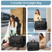 SYCNB Large Weekend Bag for Women, Best Weekender Travel Bag with Shoes Compartment, Duffel Tote Bag for Gym Travel Hospital, Carry-On Overnight Bag, Black