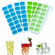 Ice Cube Trays, 4 Pieces Ice Cube Tray With Lid Ice Cube Tray 14 Compartment Ice Cube Box Ice Cube Tray Lfgb Certified (Green And Blue)