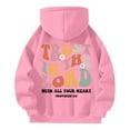 thumbnail image 6 of FYDUU Women's Hoodies Casual Letter Print Quarter Zip Sweatshirt Long Sleeve Pullover Loose Fit Hoodie Streetwear Trendy Sweatshirts Clothes Pink, 6 of 6