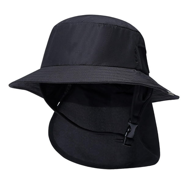 Runquan Portable Surf Bucket Hat Neck Cover Visor for Surfing Boating Beach  Black 