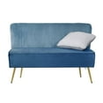 thumbnail image 2 of Home Design Hestie Velvet Loveseat with Curved Backrest and Gold Metal Legs, Modern Armless Design for Adult Living Room, Blue, 2 of 4