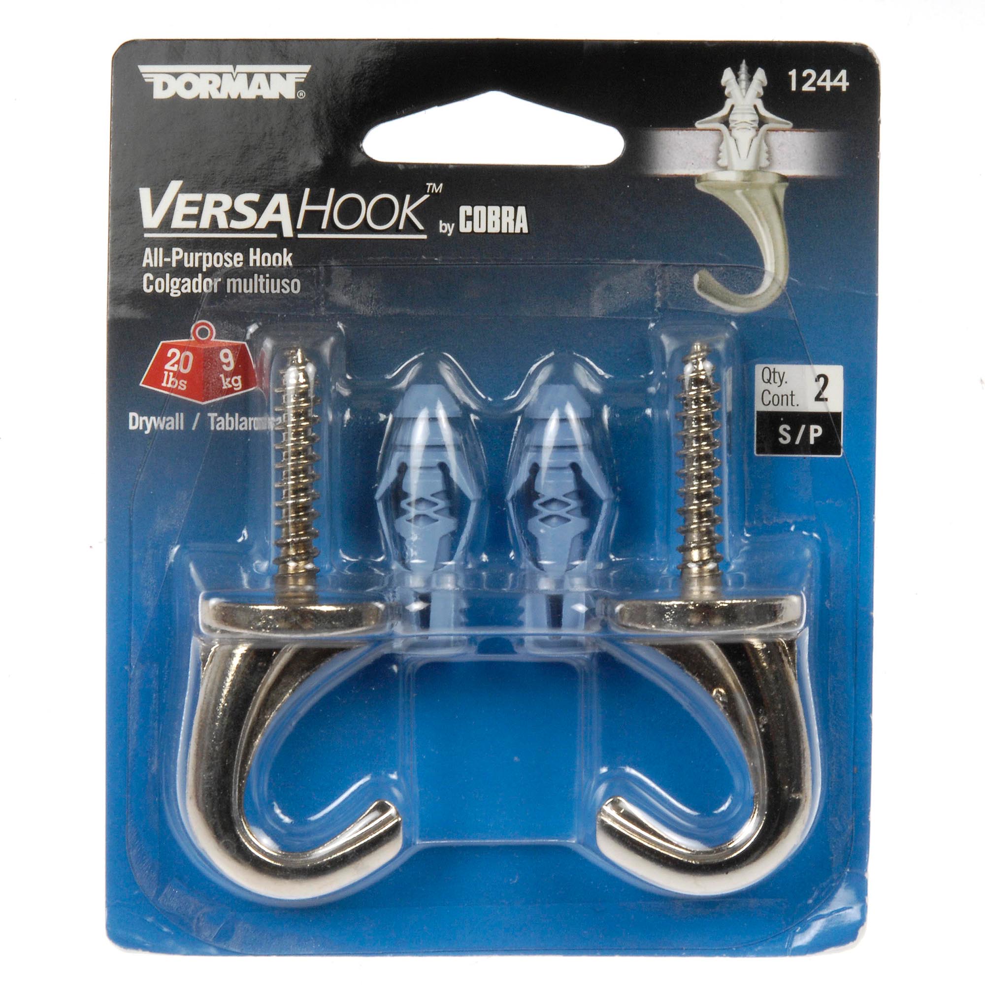 VersaHook AllPurpose Hooks, Brushed Nickel, 2Pack