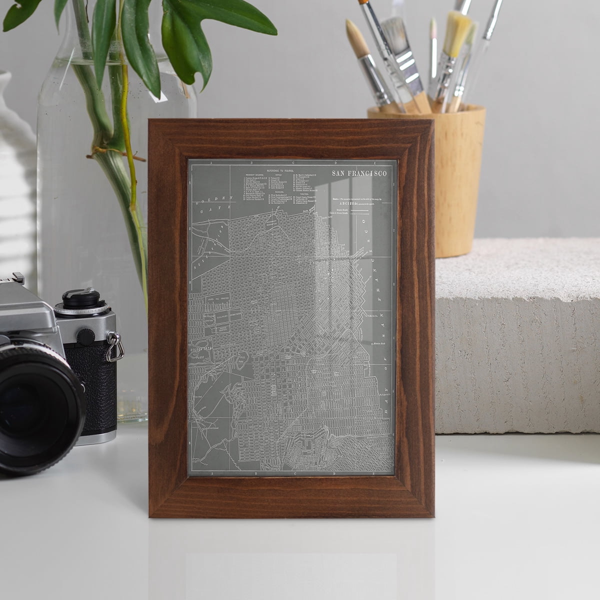 City Map of San Francisco -Framed Print w/glass-Chestnut