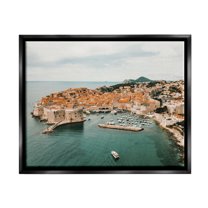 Stupell Seaside Port Town Architecture Landscape Photography Black Floater Framed Art Print Wall Art