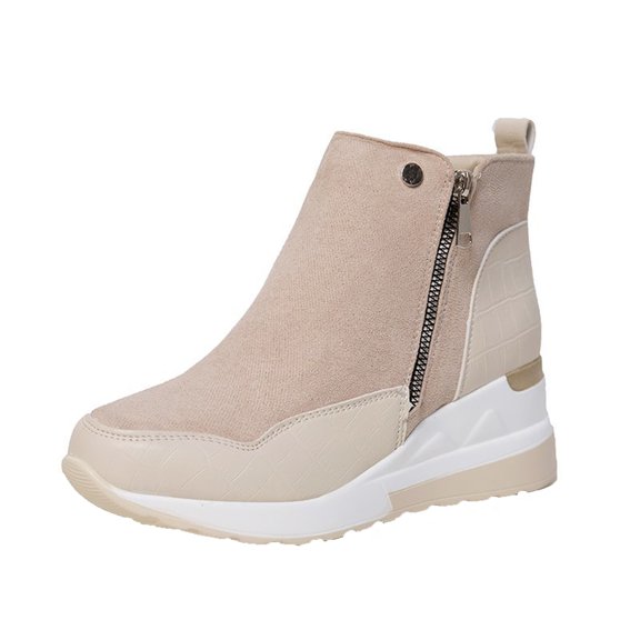 asdoklhq Womens Slip On Shoes Under $15,Women's Ankle Plus Size Platform Casual Wedges Sneakers Zip Short Boots Shoes