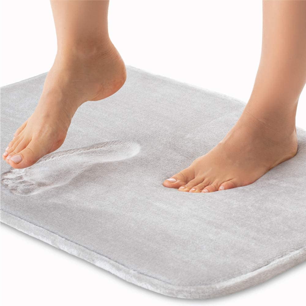 Microfiber Memory Foam Bath Rug Mat Soft Material Absorbent Shower Floor Gray 
