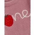 thumbnail image 7 of aturustex Toddler Baby Girl Birthday Cozy Sweaters 9M 12M 18M Infant Long Sleeve Knit Pullovers Round Neck Knitted Jumpers Strawberry Embroidery Knitwoose Warm Casual Clothes for Spring Fall, 7 of 7