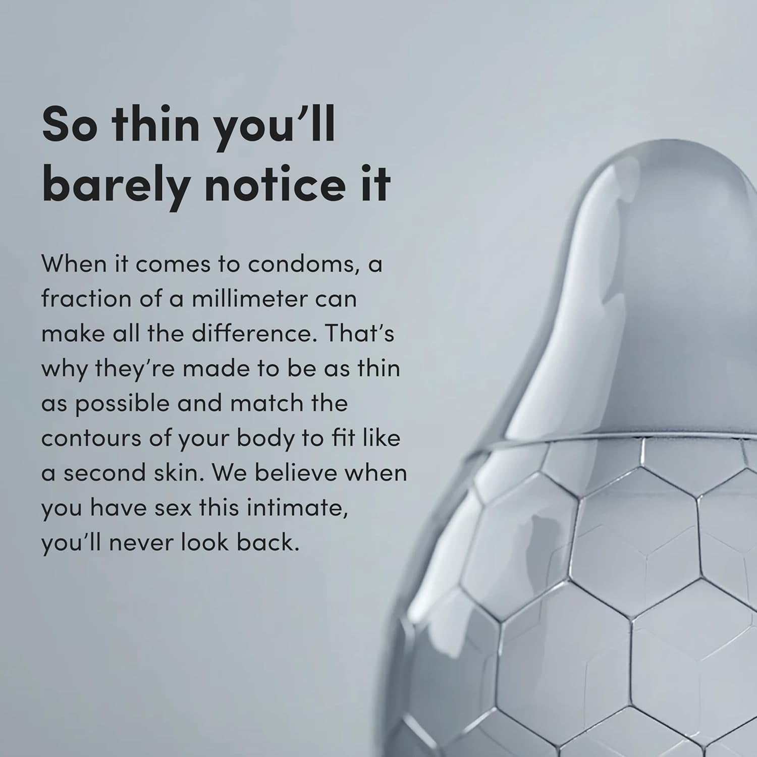 hims & hers Ultra-Thin Condoms for Maximum Sensitivity - Unique Hexagon Shape for a Stronger and Barely-There Feeling - Lightly Lubricated Natural Latex Condoms - 1 Pack (8 count)