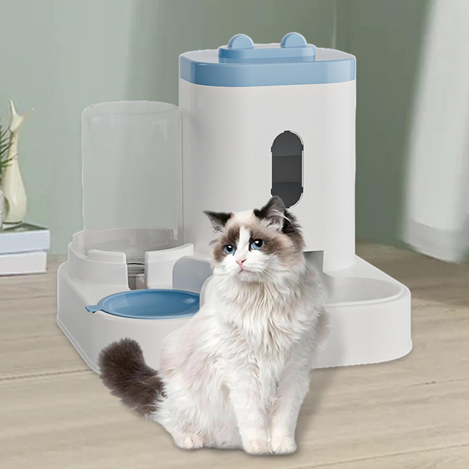 Bvdfgk 2 in 1 Automatic Pet Feeder Cat Food Dog Water Bowl Eating and Drinking Bowl Dog Blue
