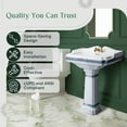 thumbnail image 4 of India Reserve Bathroom Pedestal Sink Blue and Gold Accent Porcelain Washbasin w/Overflow & Centerset Faucet Holes| Renovators Supply, 4 of 20