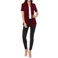thumbnail image 5 of Women's Short Sleeve Open Front Cardigan Solid Draped Casual Design, 5 of 6
